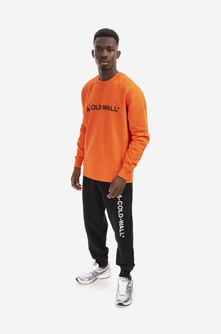 Бавовняна кофта A-COLD-WALL* Essential Logo Crewneck чоловіча колір помаранчевий з принтом ACWMW082.-LIGHTORANG