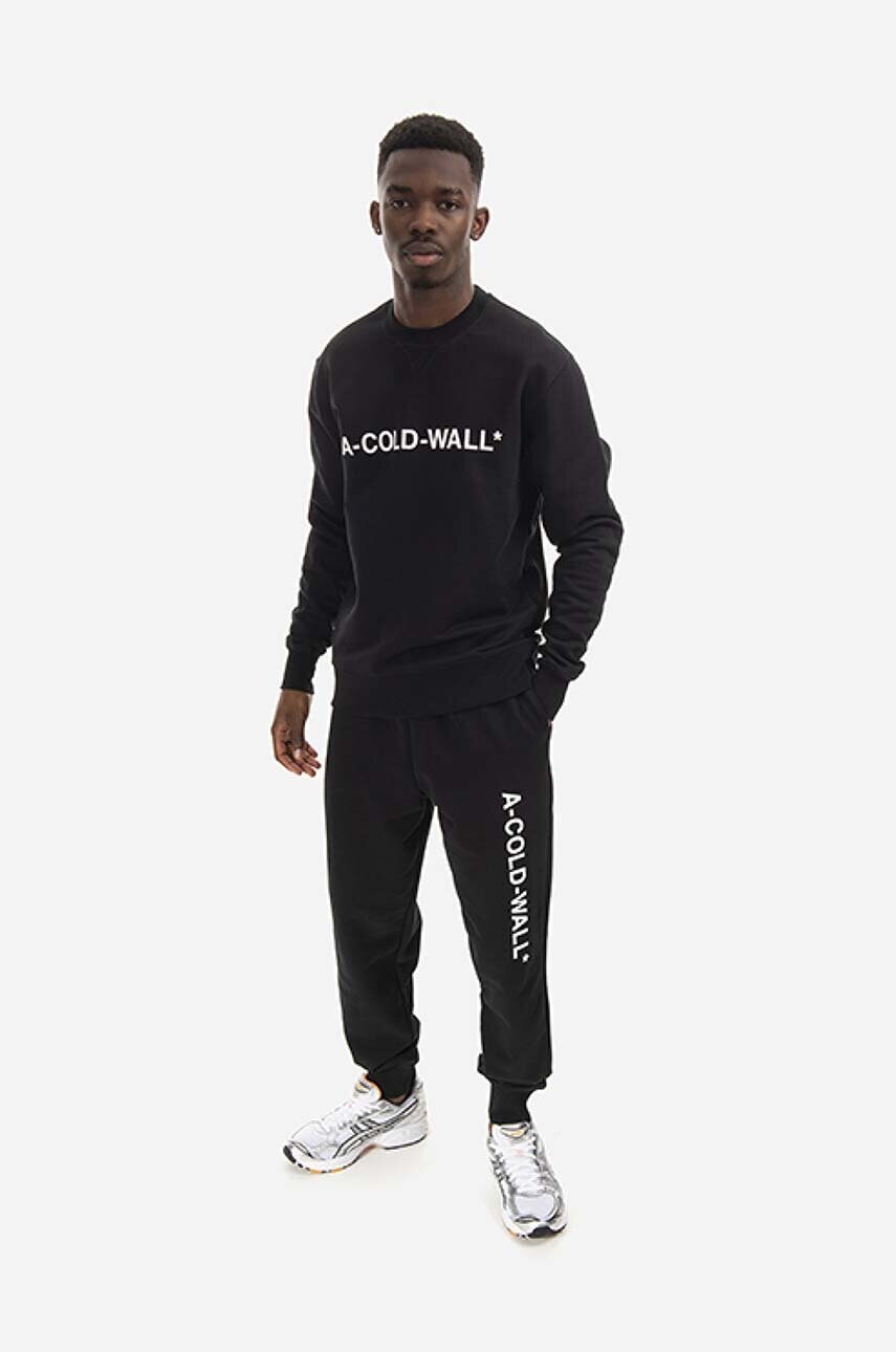 Бавовняна кофта A-COLD-WALL* Essential Logo Crewneck чоловіча колір чорний з принтом ACWMW082.-LIGHTORANG