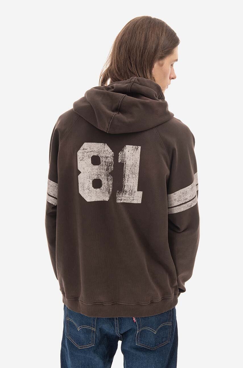 Бавовняна кофта Guess чоловіча колір коричневий з капюшоном візерунок Bluza GUESS USA Washed Hoodie M2BQ00KBB40 G1CG M2BQ00.KBB40-CYSM