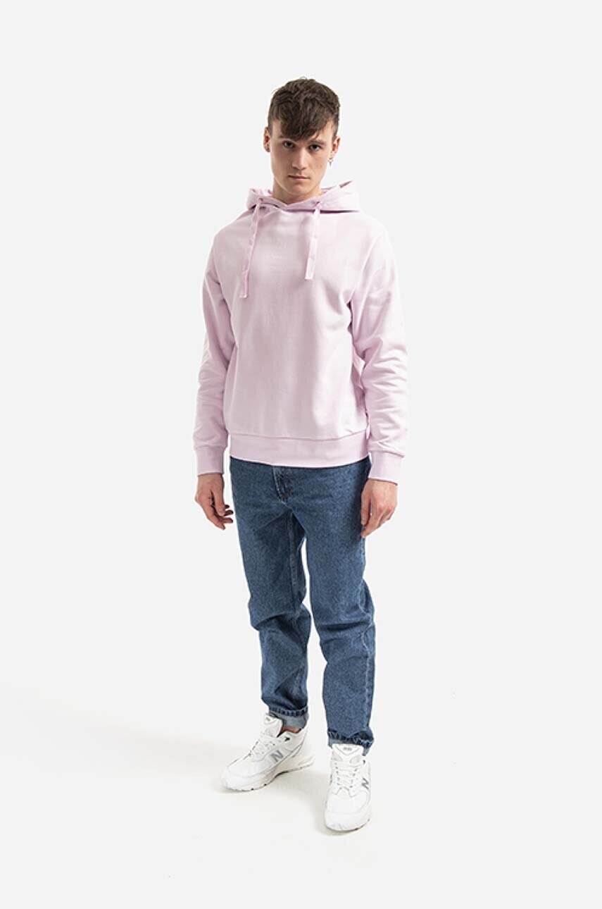 Бавовняна кофта A.P.C. Hoodie Larry чоловіча колір рожевий з капюшоном однотонна COEIP.H27622-ROSEPALE