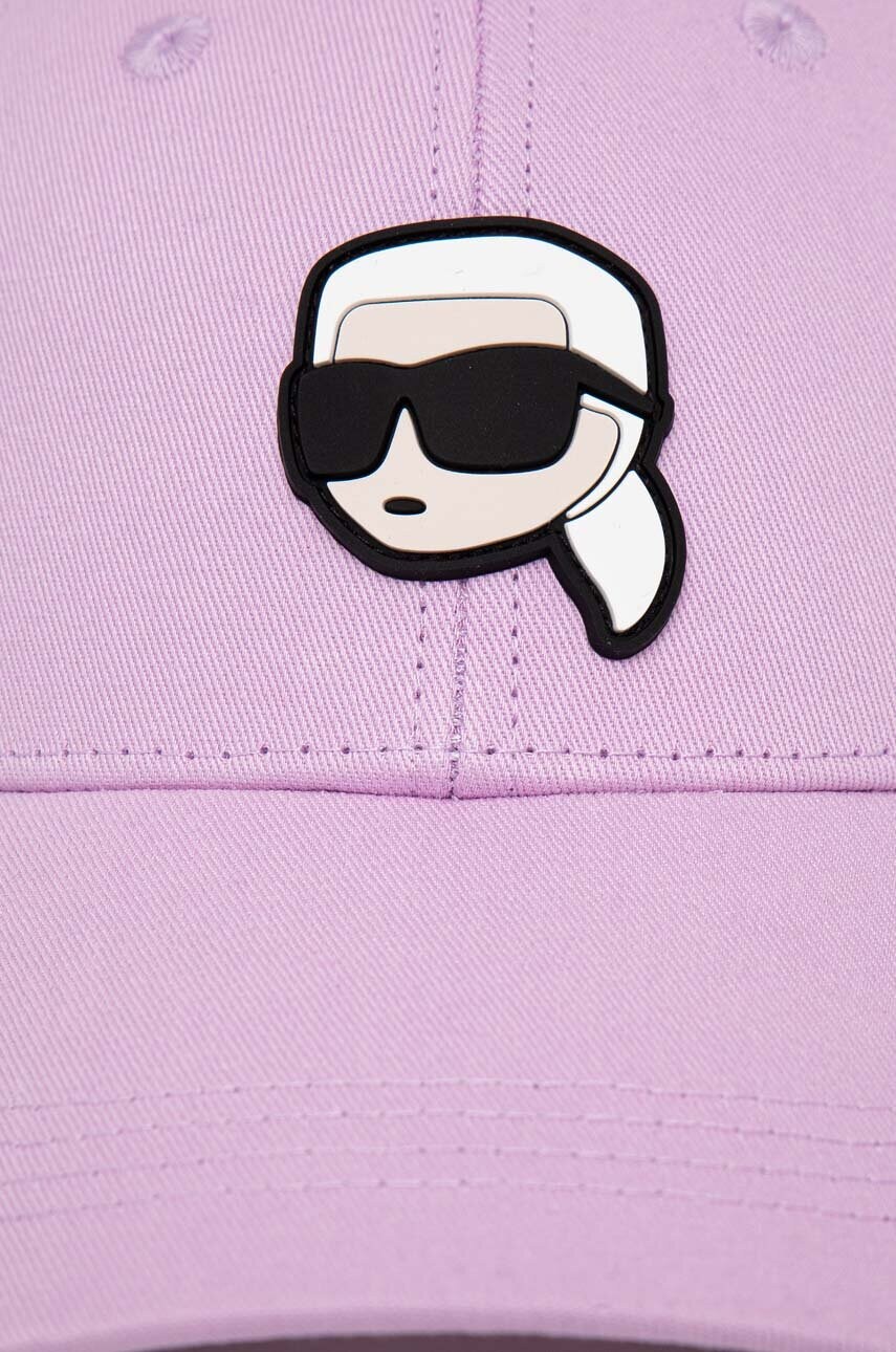 Бавовняна бейсболка Karl Lagerfeld колір фіолетовий з аплікацією