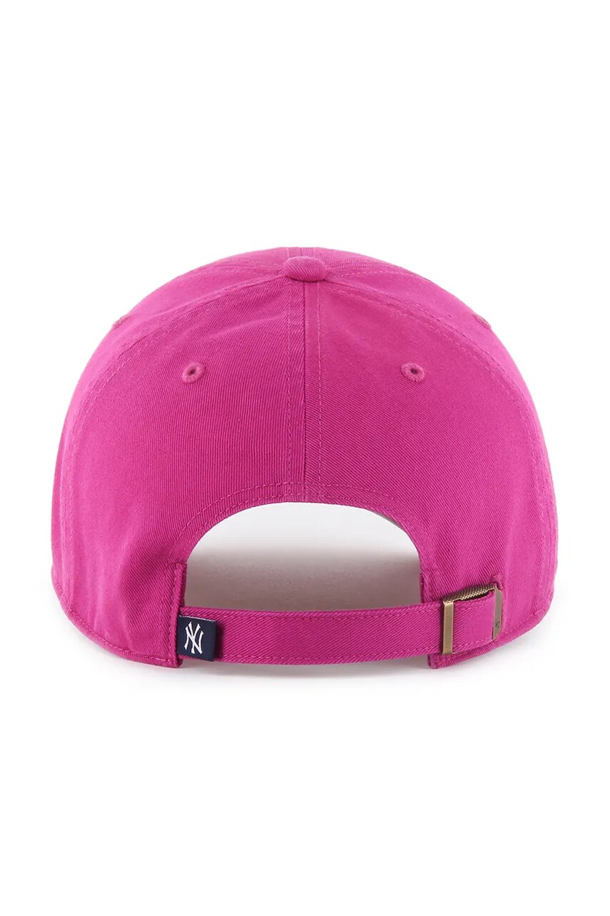 Бавовняна бейсболка 47 brand MLB New York Yankees колір рожевий однотонна B-RGW17GWS-OH