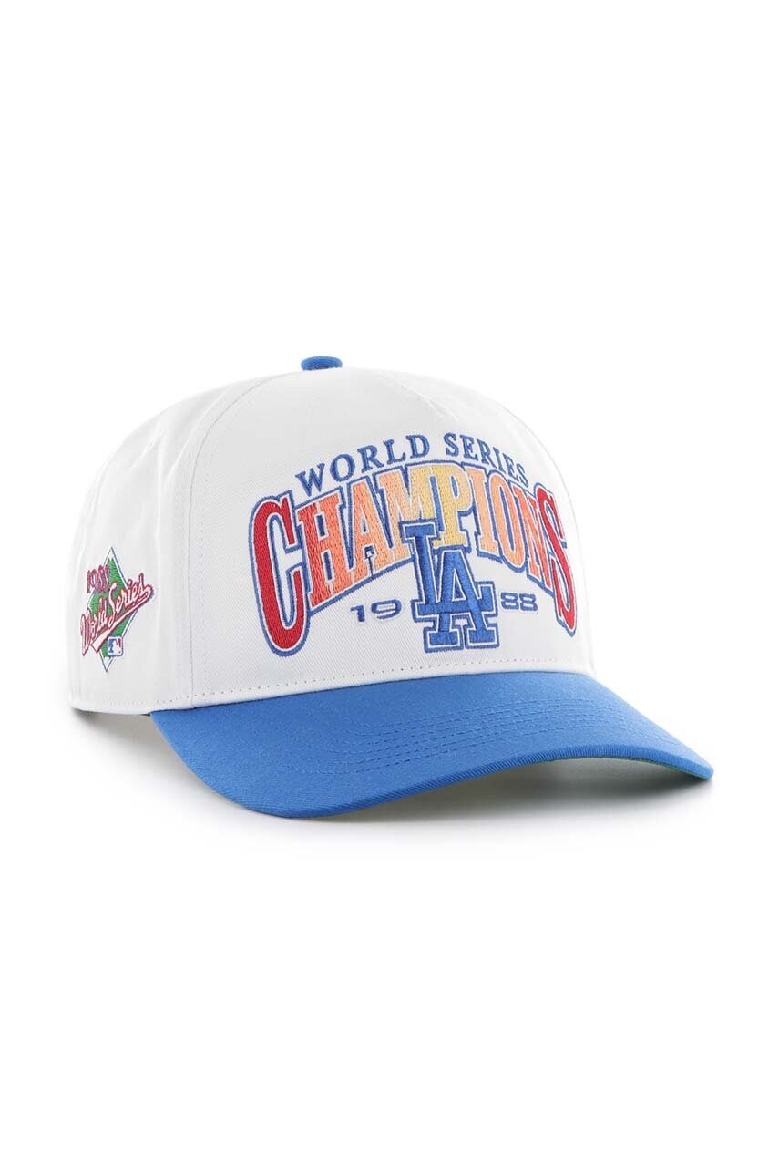 Бавовняна бейсболка 47 brand MLB Los Angeles Dodgers колір білий з аплікацією BCWS-ARCHH12CTP-WH88