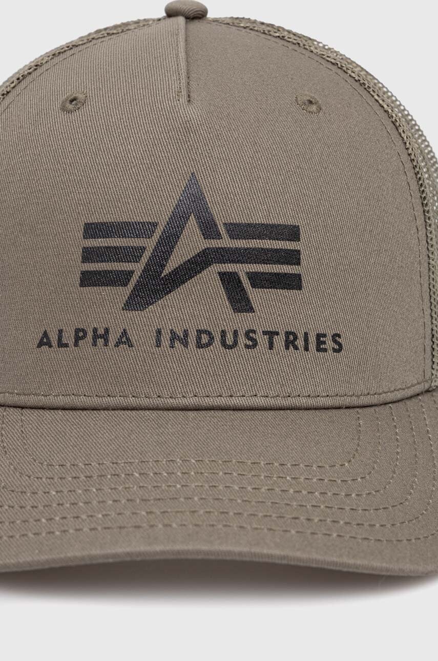 Кепка Alpha Industries колір зелений з принтом 186902.257-DarkGreen