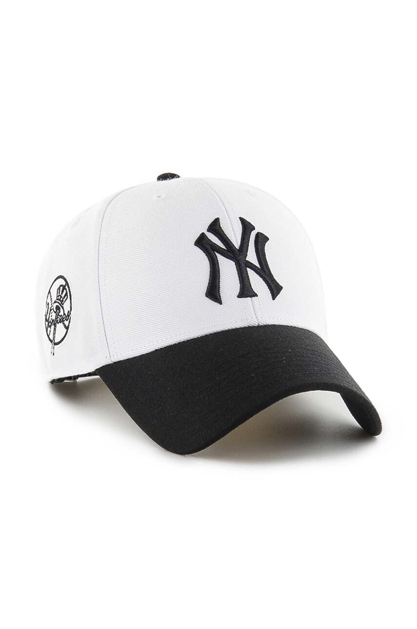 Кепка 47 brand MLB New York Yankees колір білий з аплікацією B-SUMTT17WBP-WH