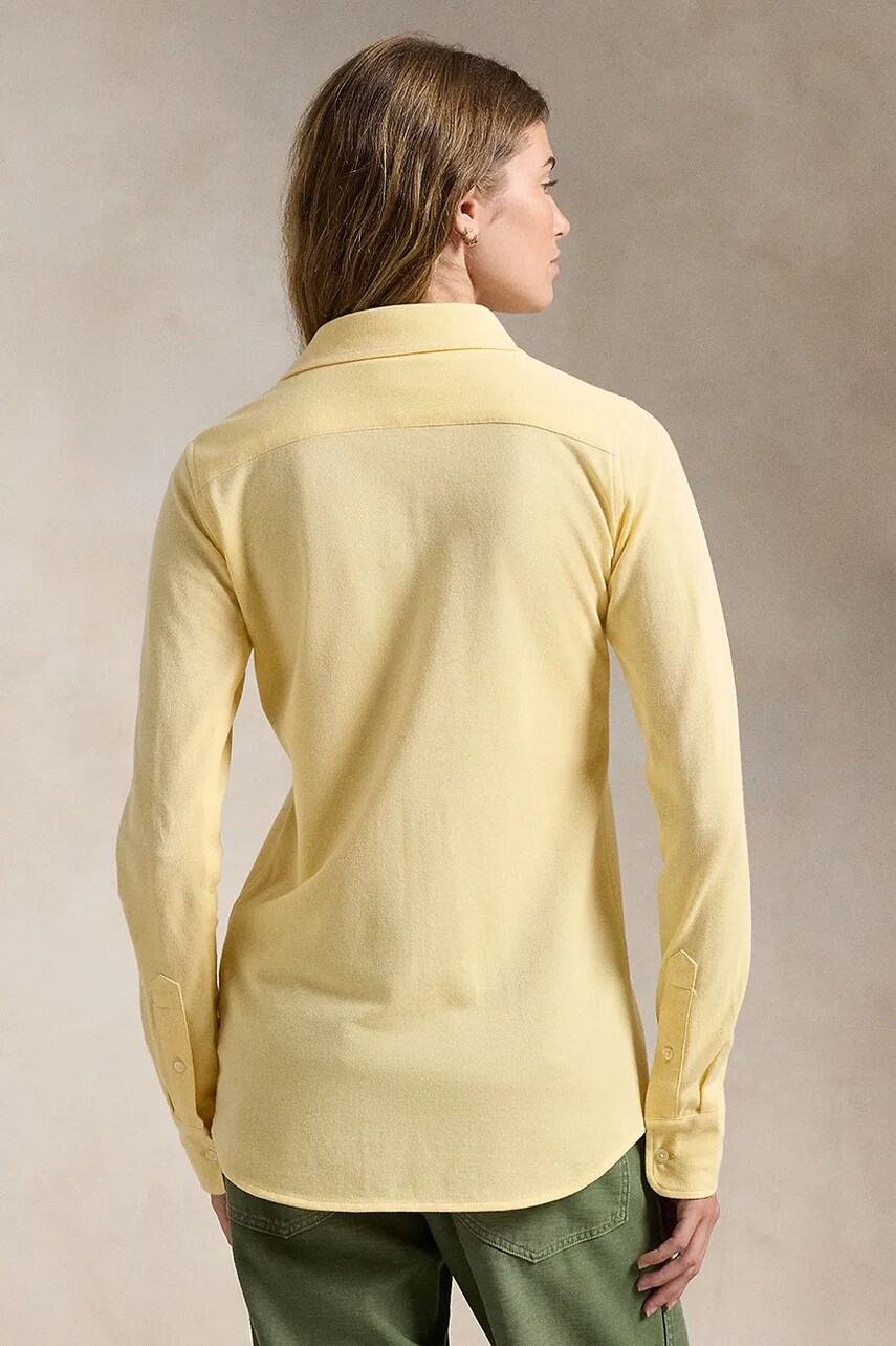 Бавовняна сорочка Polo Ralph Lauren жіноча колір жовтий regular класичний комір 211924258