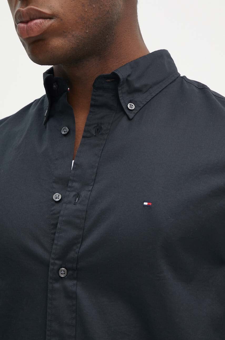 Бавовняна сорочка Tommy Hilfiger чоловіча колір чорний regular комір button-down MW0MW25035