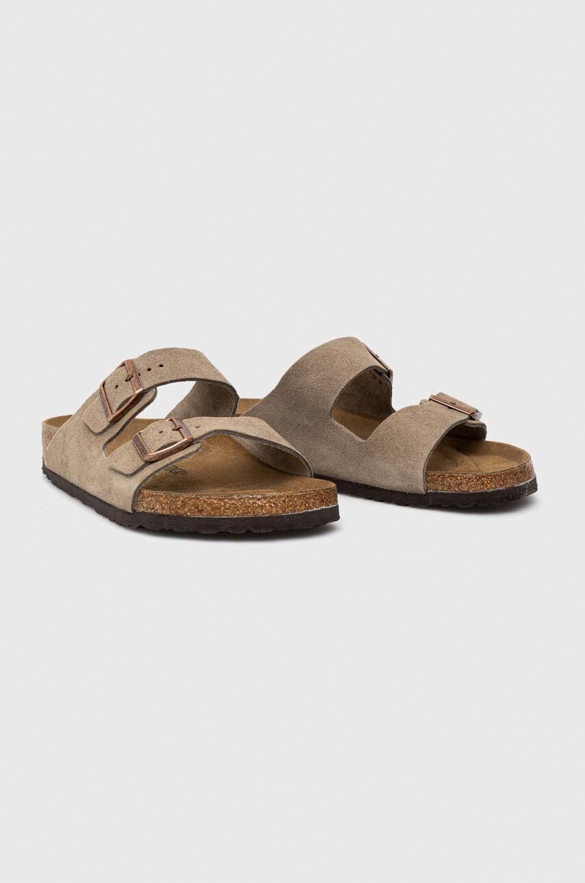 Замшеві шльопанці Birkenstock Arizona чоловічі колір бежевий 51461