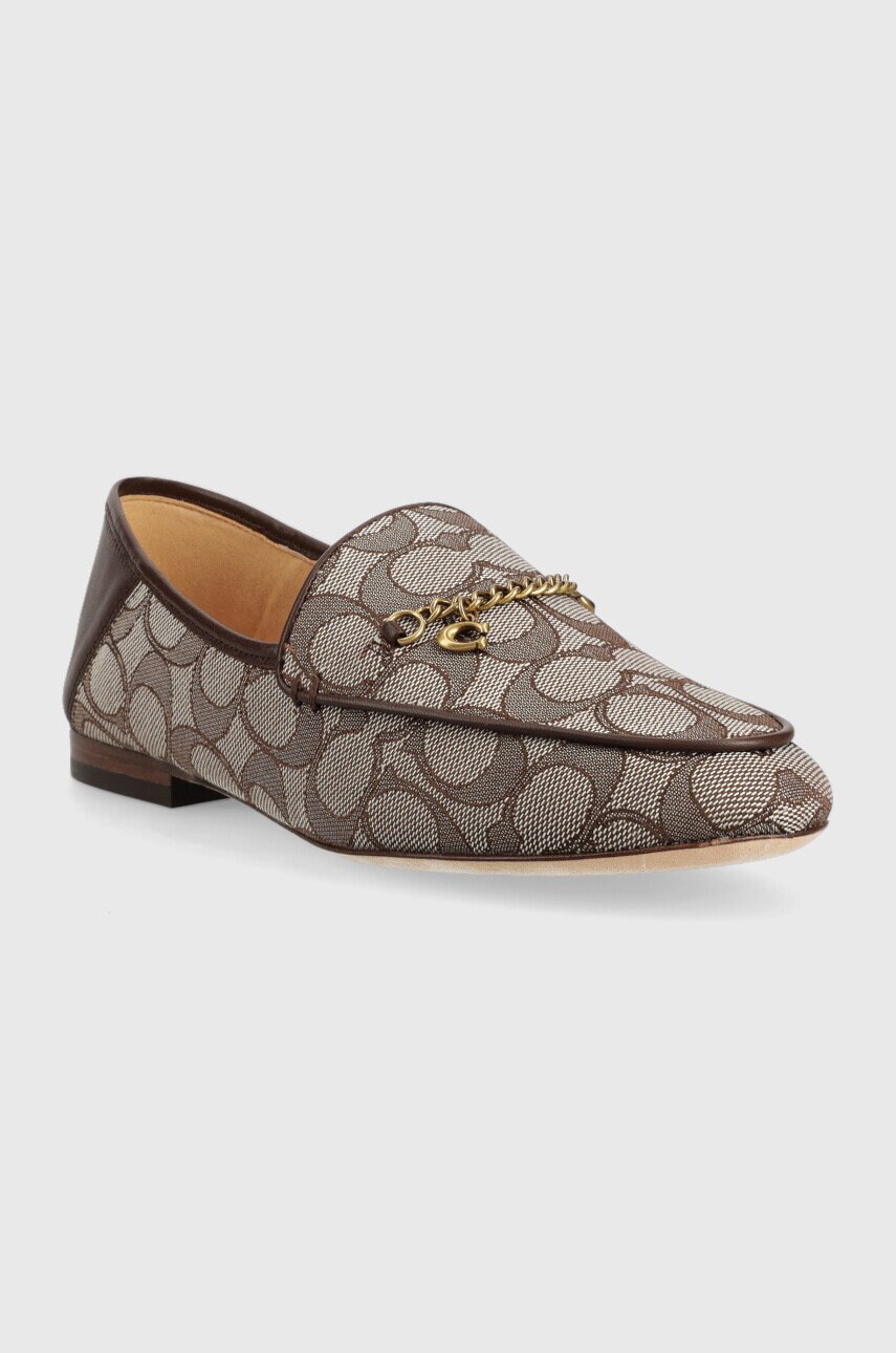 Мокасини Coach Hanna Textured Jacquard Hanna жіночі колір коричневий на плоскому ходу CC888