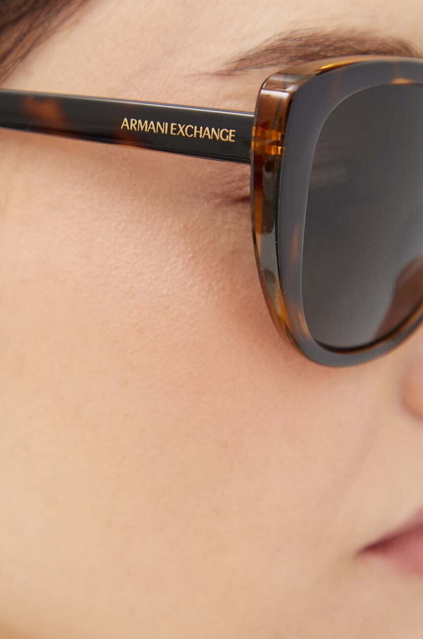 Сонцезахисні окуляри Armani Exchange жіночі колір коричневий