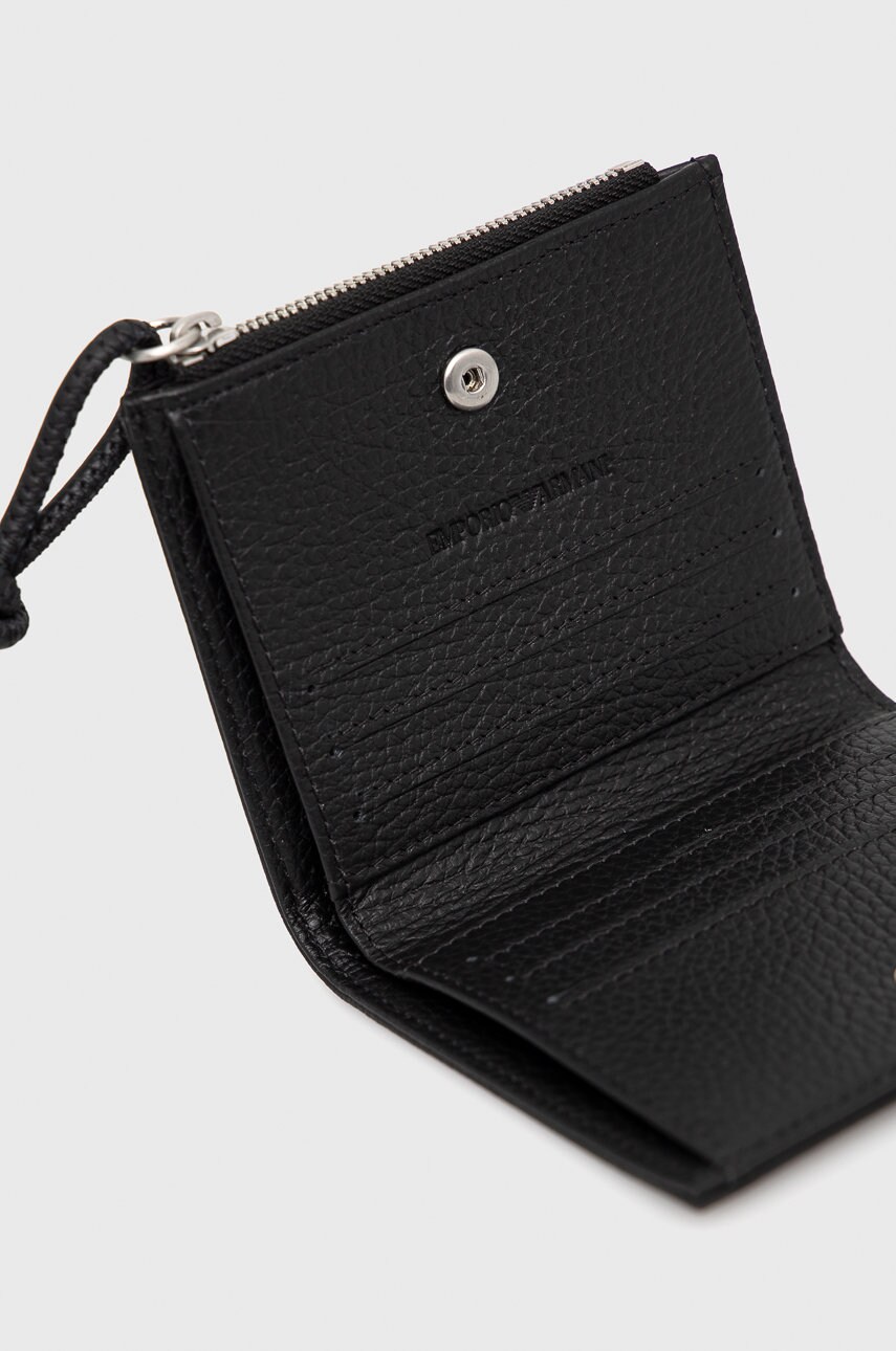 Шкіряний гаманець Emporio Armani чоловічий колір чорний