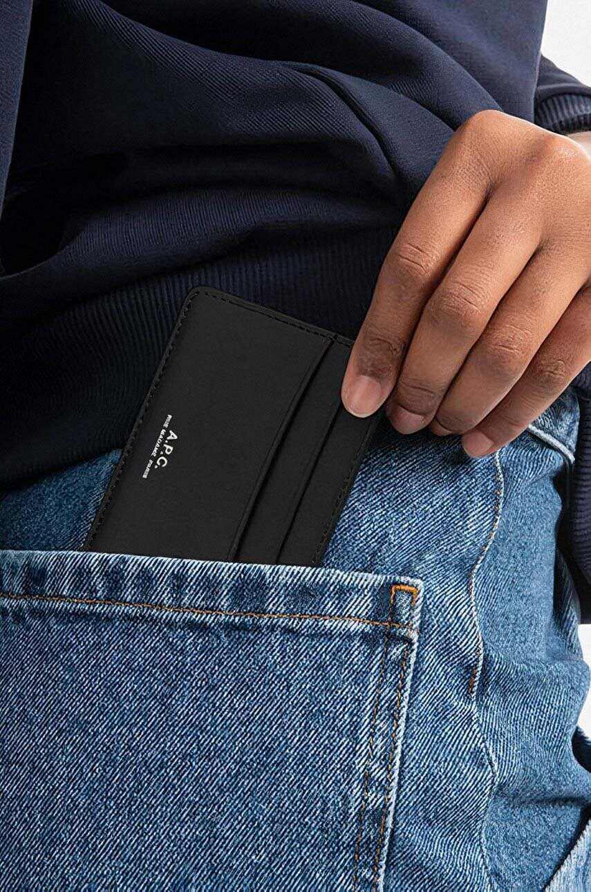 Шкіряний чохол на банківські карти A.P.C. Cartes Andre колір чорний PXAWV.H63028-BLACK