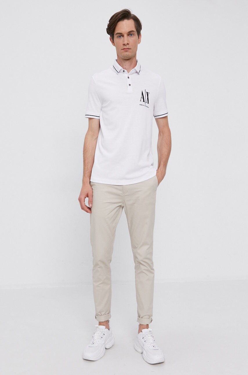 Поло Armani Exchange чоловіче колір білий з аплікацією
