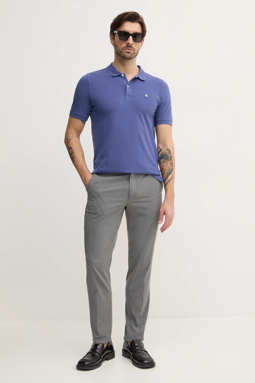 Поло United Colors of Benetton чоловіче колір фіолетовий однотонне 3WG9U301Z