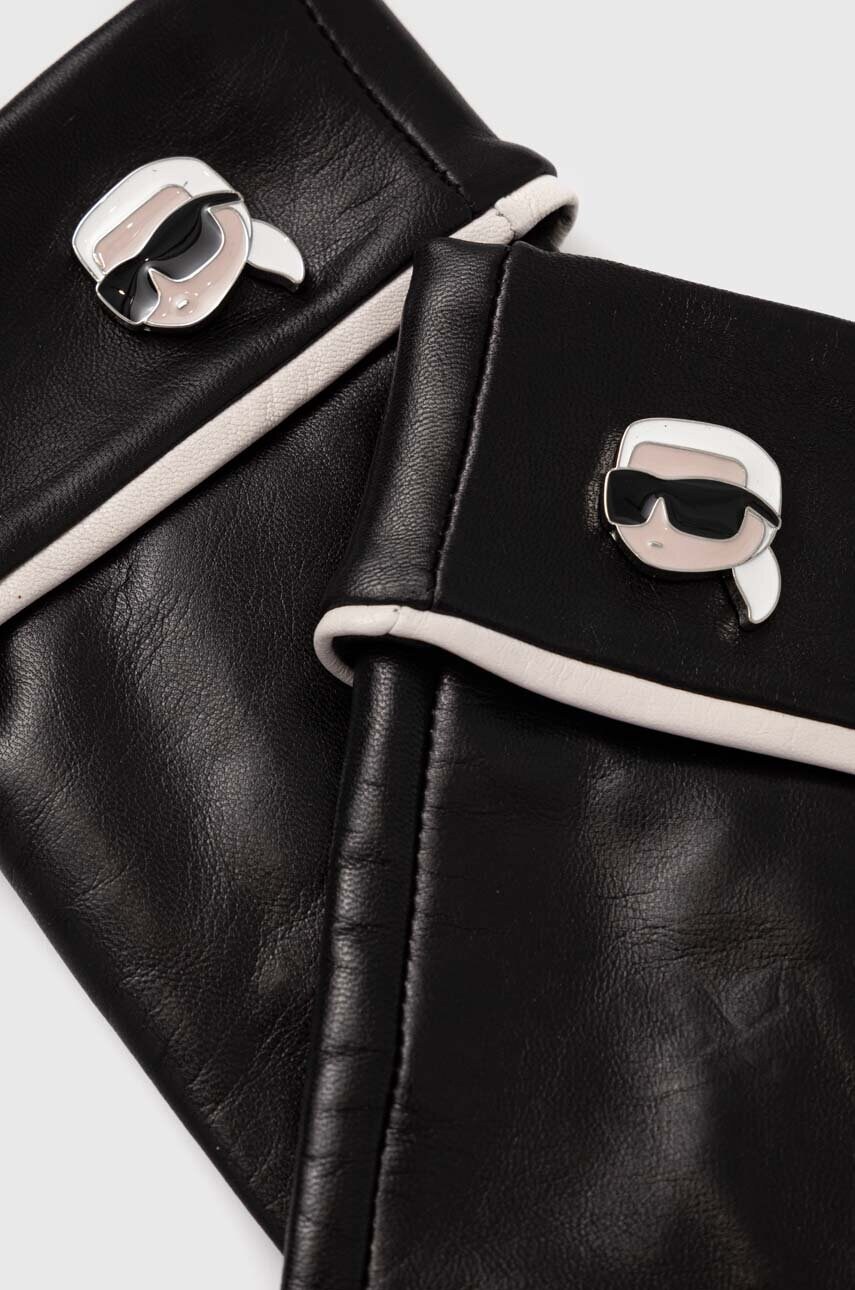 Шкіряні мітенки Karl Lagerfeld жіночі колір чорний 245W3605