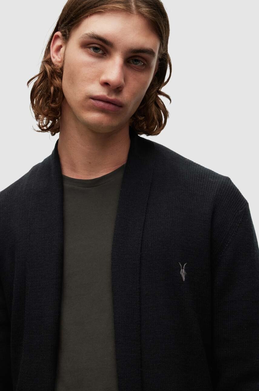 Вовняний кардиган AllSaints колір чорний