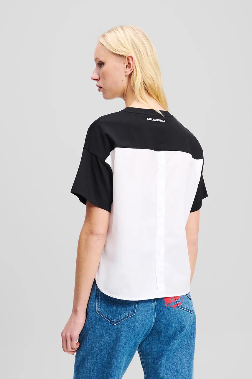 Бавовняна футболка Karl Lagerfeld жіноча колір чорний A1W17135