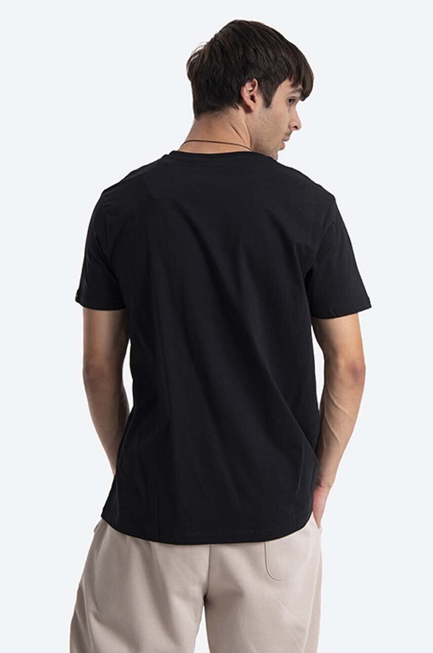 Бавовняна футболка Alpha Industries Koszulka Alpha Industries Label 118502FP 03 колір чорний з принтом 118502FP.03-black