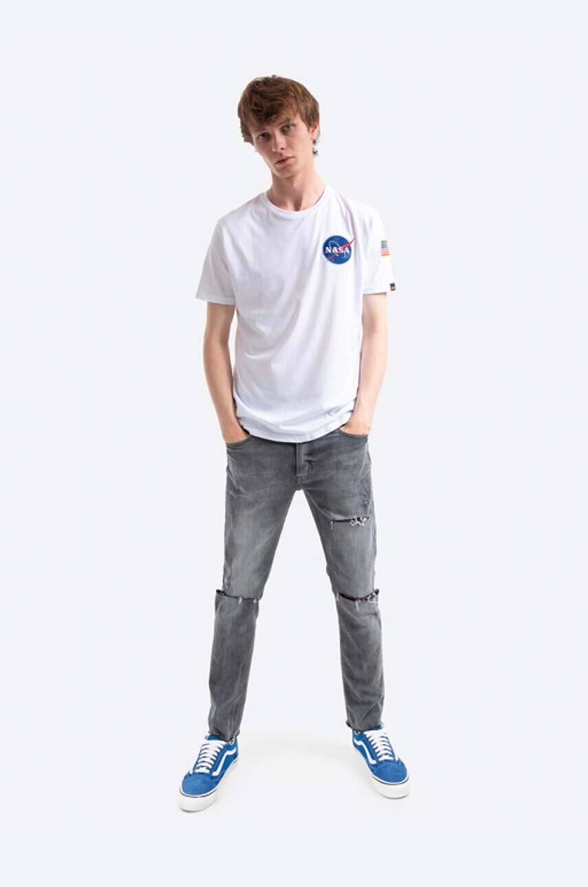 Бавовняна футболка Alpha Industries колір білий з принтом 176507.09-white