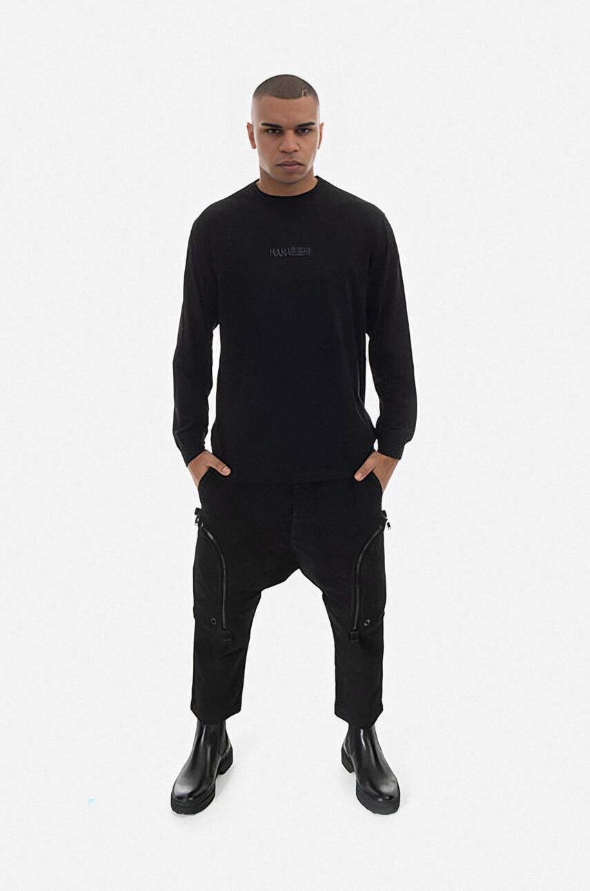 Бавовняний лонгслів Maharishi колір чорний з принтом 4094.BLACK-BLACK