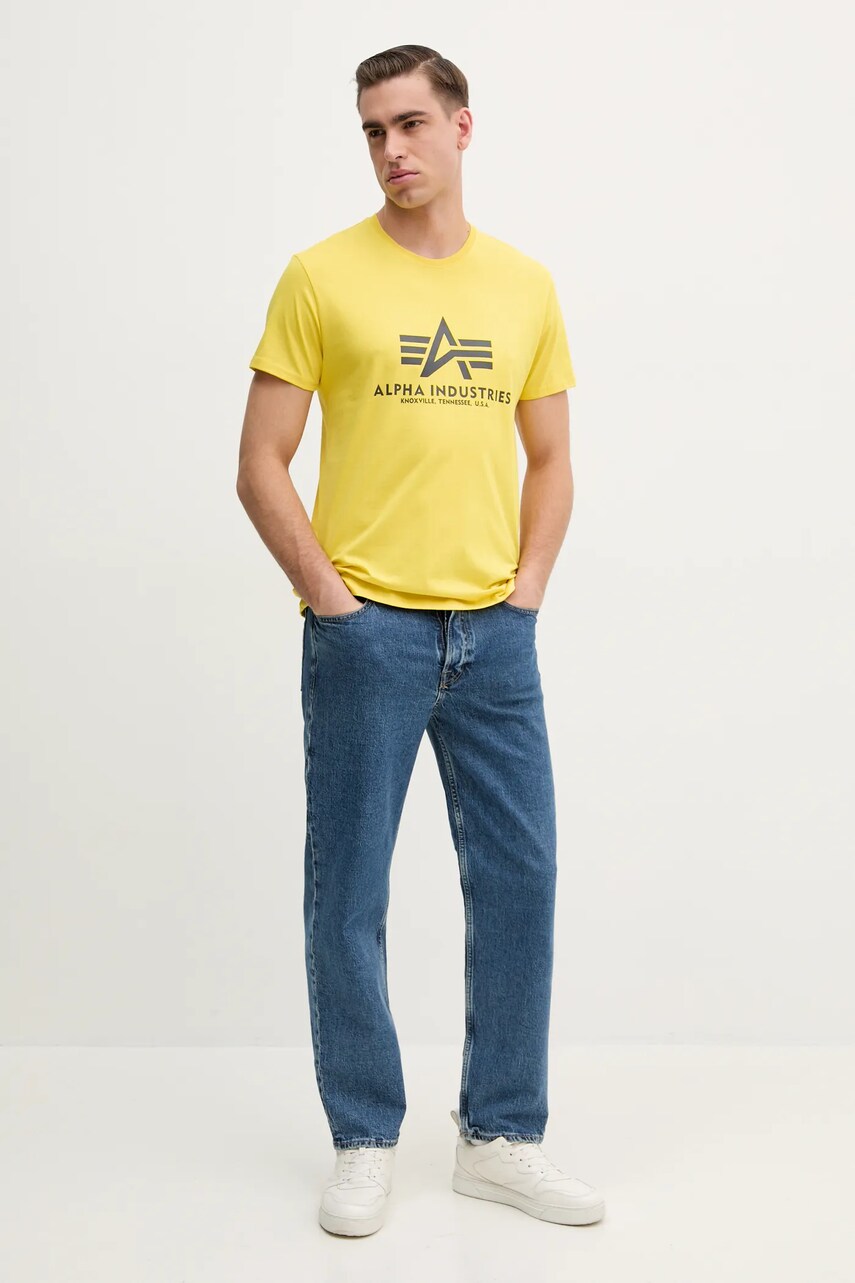 Бавовняна футболка Alpha Industries колір жовтий з принтом 100501.465-yellow