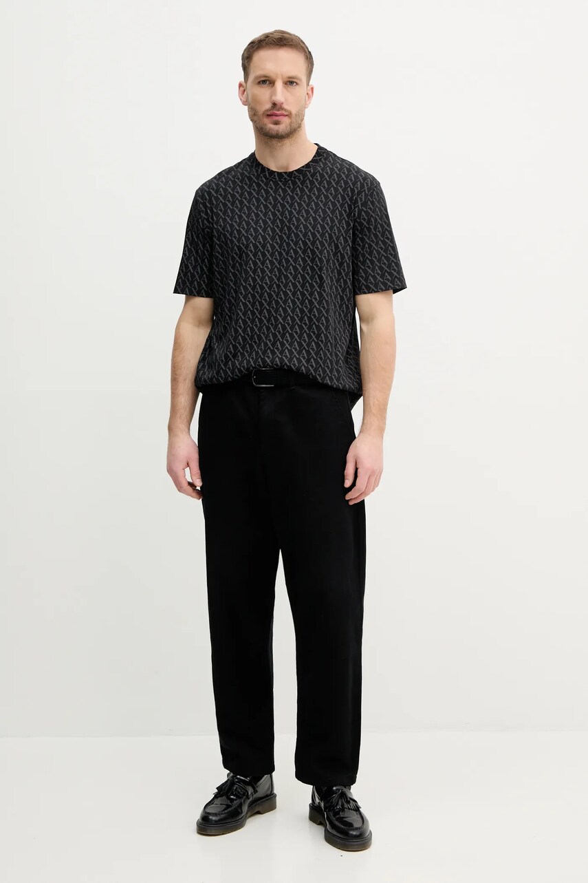 Бавовняна футболка Armani Exchange чоловіча колір чорний візерунок XM001228 AF10356