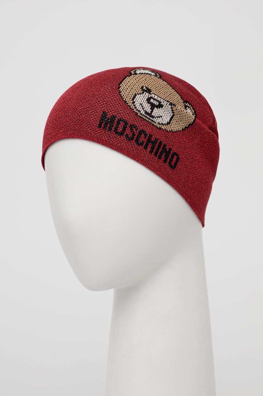 Шапка Moschino колір червоний з тонкого трикотажу