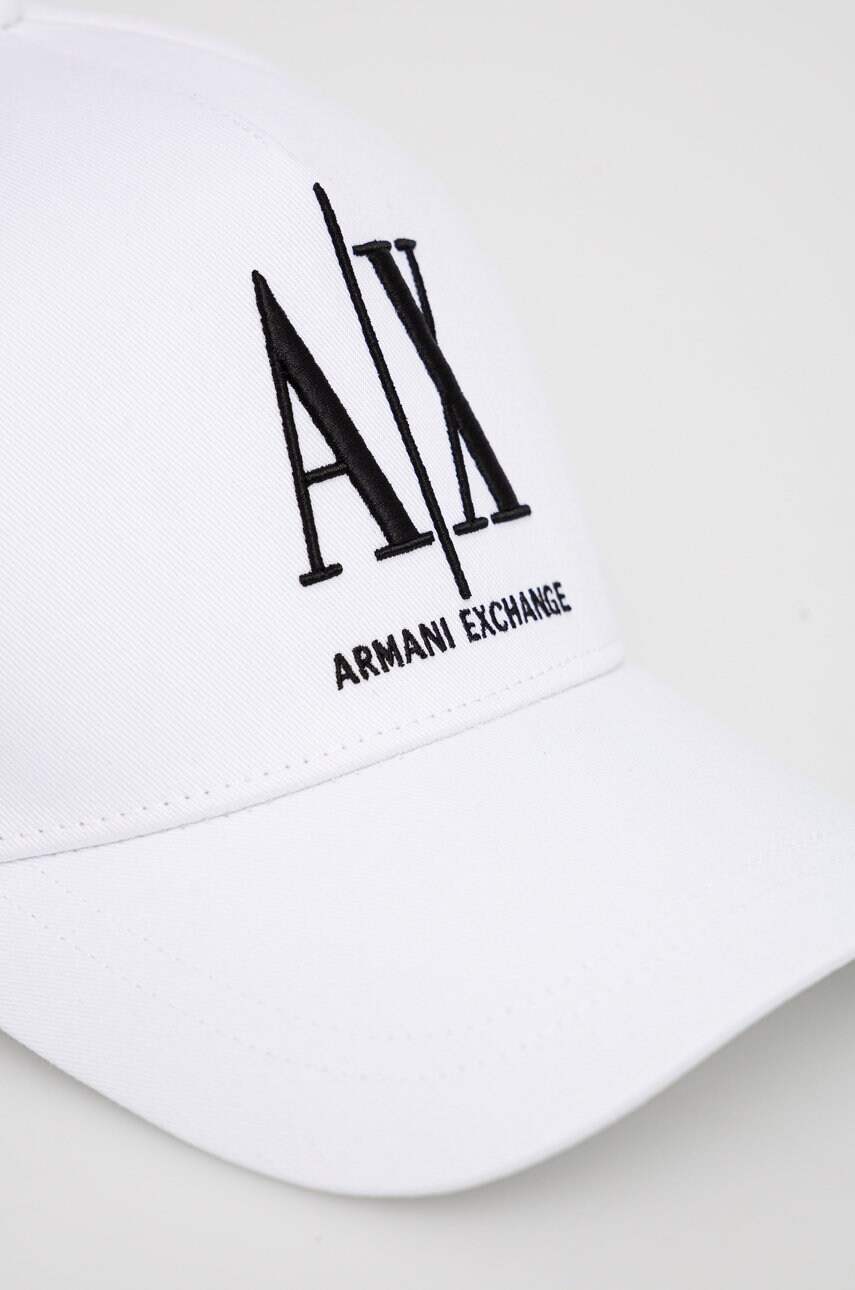 Бавовняна бейсболка Armani Exchange колір білий з аплікацією