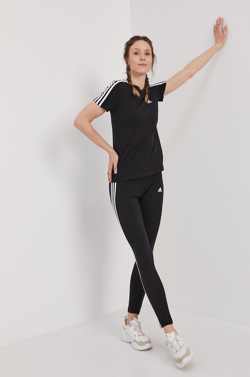 Легінси adidas жіночі колір чорний гладкі