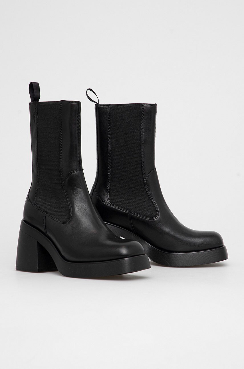Шкіряні черевики Vagabond Shoemakers жіночі колір чорний каблук блок