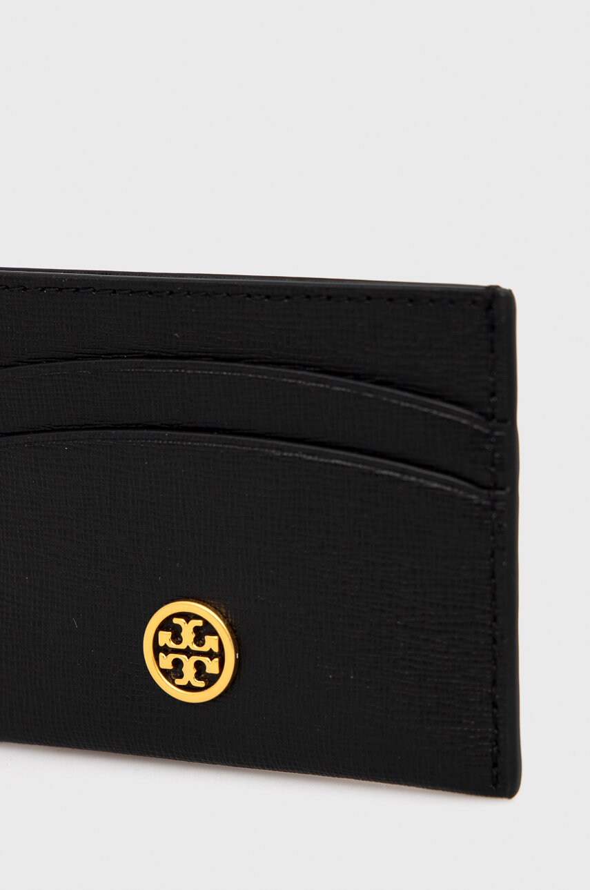 Шкіряний гаманець Tory Burch жіночий колір чорний