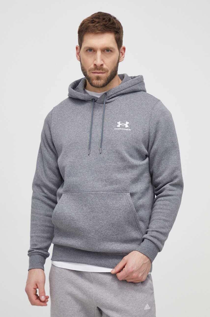 Кофта Under Armour чоловіча колір сірий з капюшоном з принтом