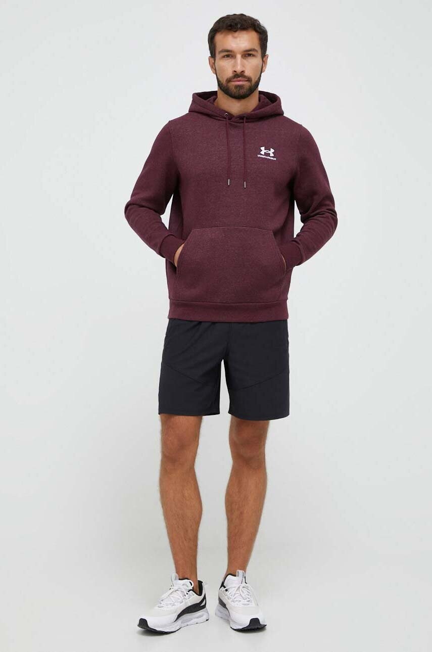 Кофта Under Armour чоловіча колір бордовий з капюшоном з принтом