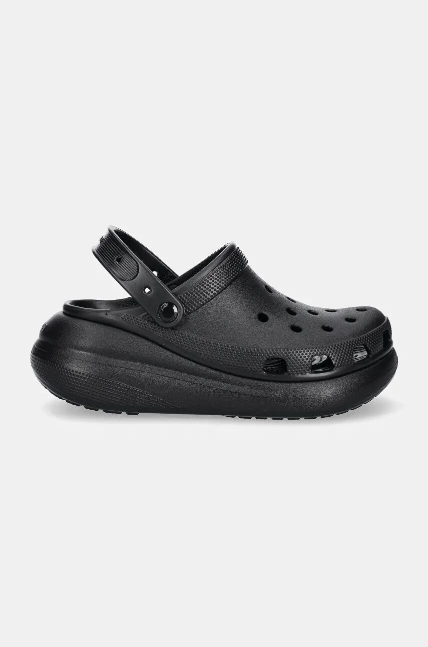 Шльопанці Crocs Classic Crush Clog жіночі колір чорний на платформі 207521.001.D-BLACK