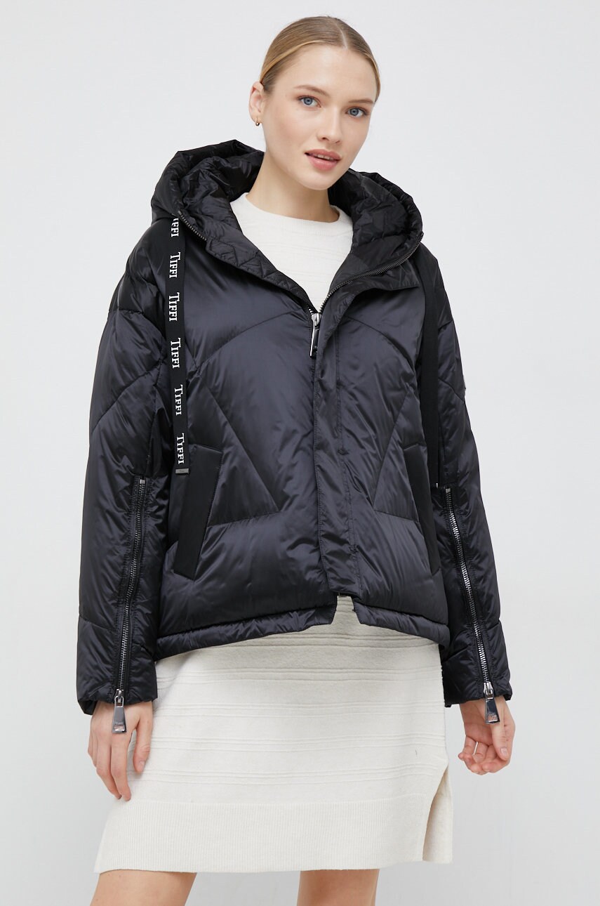 Пухова куртка Tiffi жіноча колір чорний зимова oversize