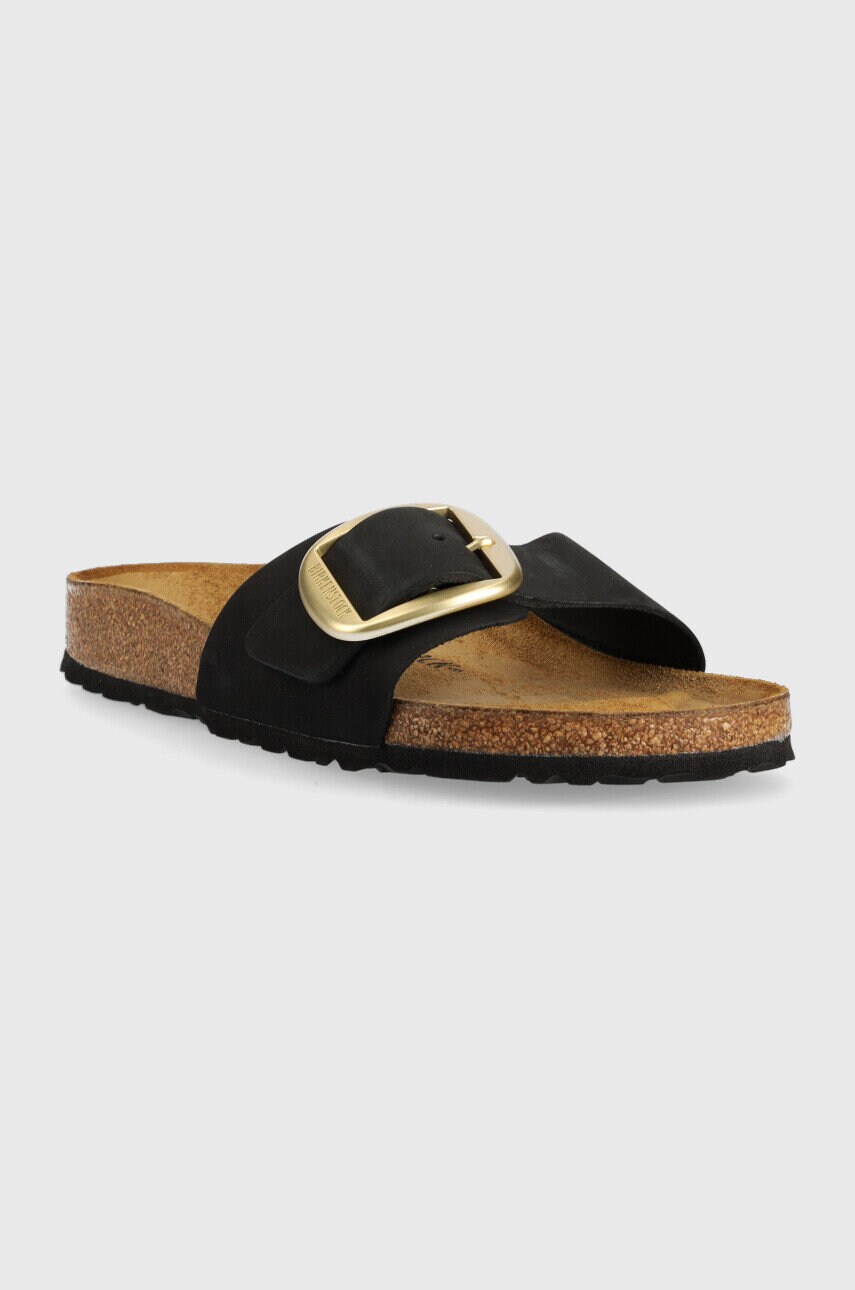 Шльопанці з нубуку Birkenstock Madrid Big Buckle колір чорний 1023373