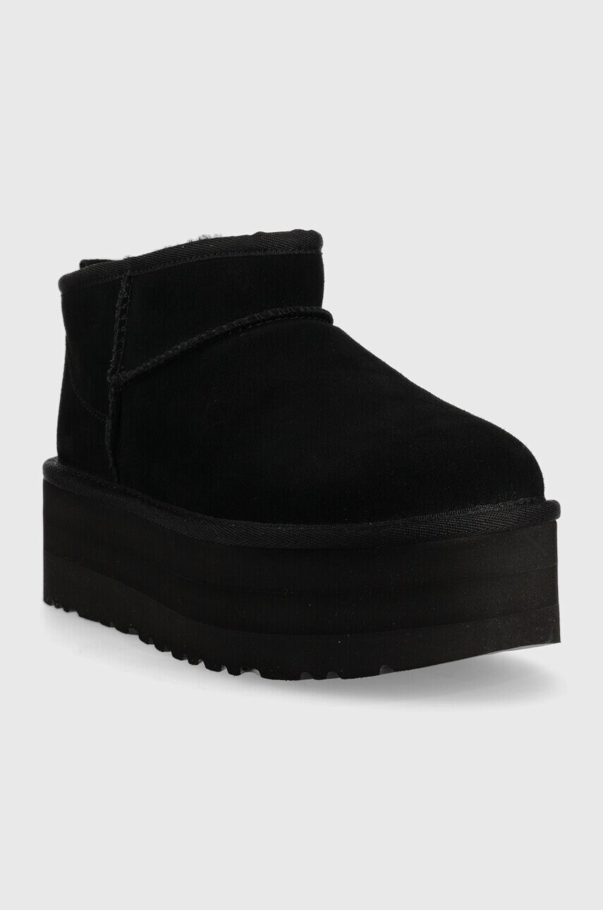 Замшеві чоботи UGG W Classic Ultra Mini Platform колір чорний
