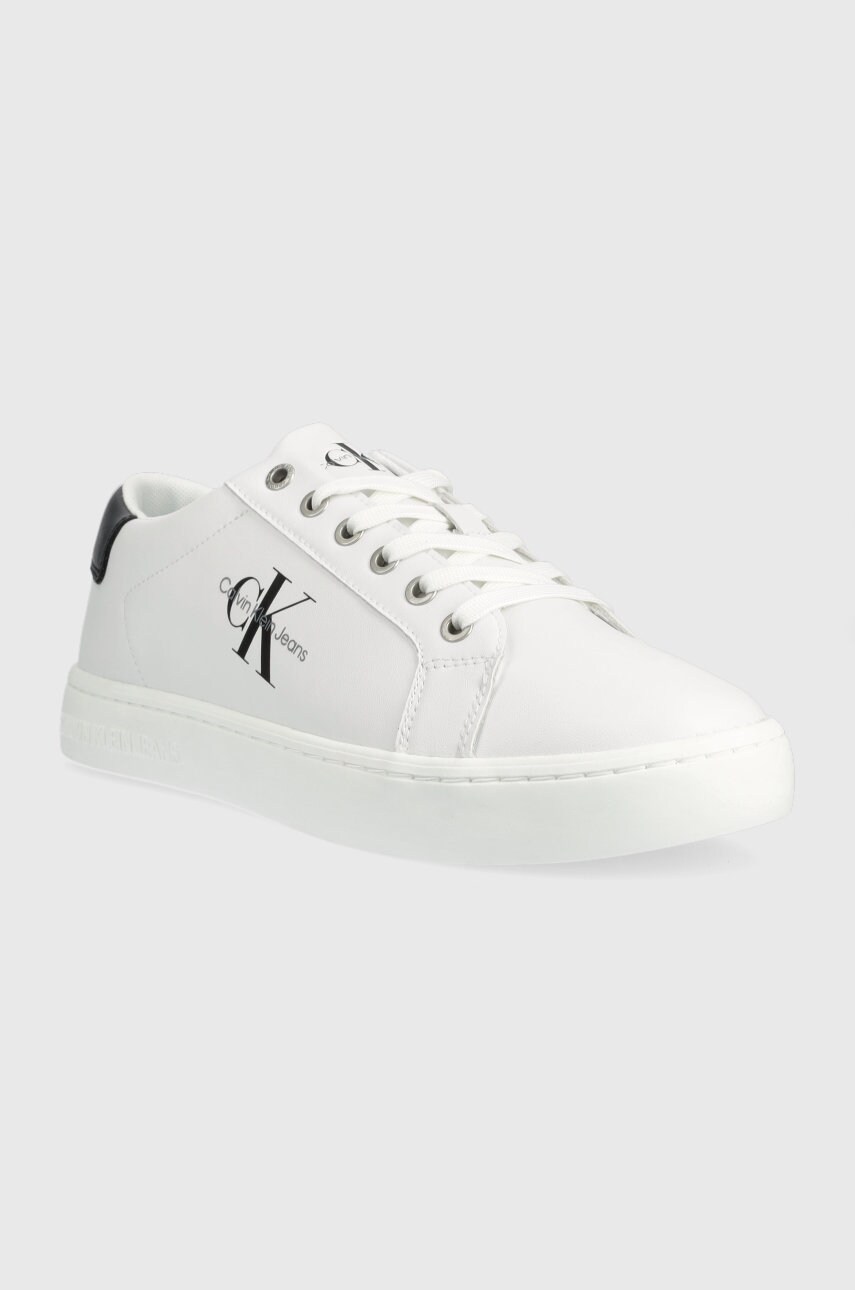 Шкіряні кросівки Calvin Klein Jeans Classic Cupsole Laceup Low колір білий