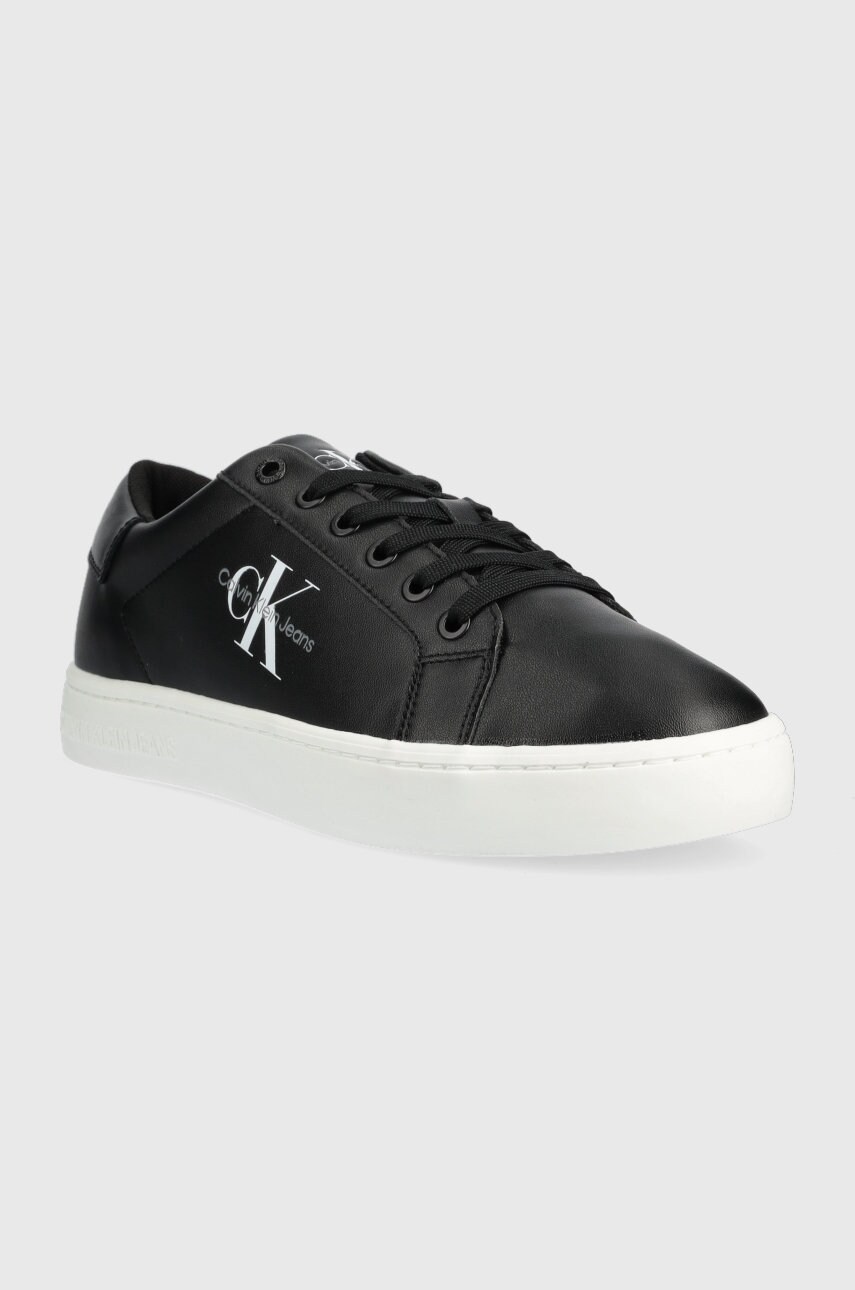 Шкіряні кросівки Calvin Klein Jeans Classic Cupsole Laceup Low колір чорний