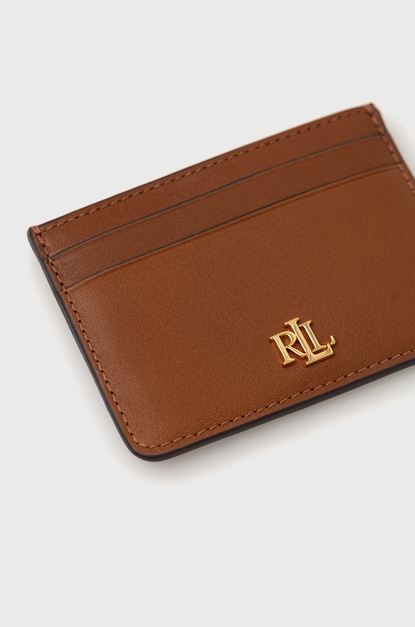 Шкіряний чохол на банківські карти Lauren Ralph Lauren жіночий колір коричневий