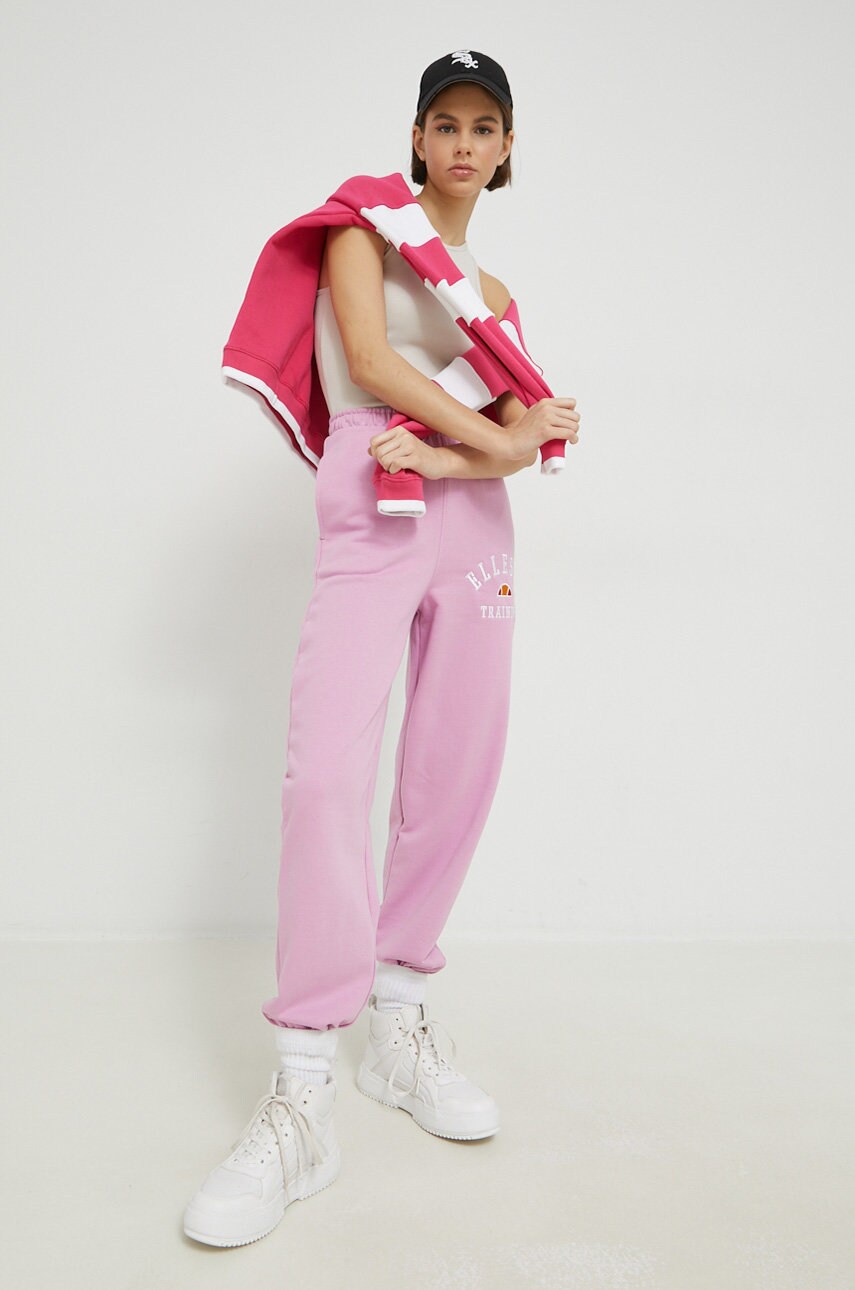 спортивні штани Ellesse жіночі колір рожевий з аплікацією