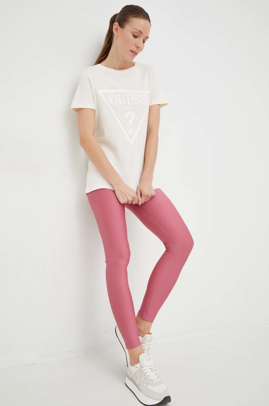 Бавовняна футболка Guess колір бежевий