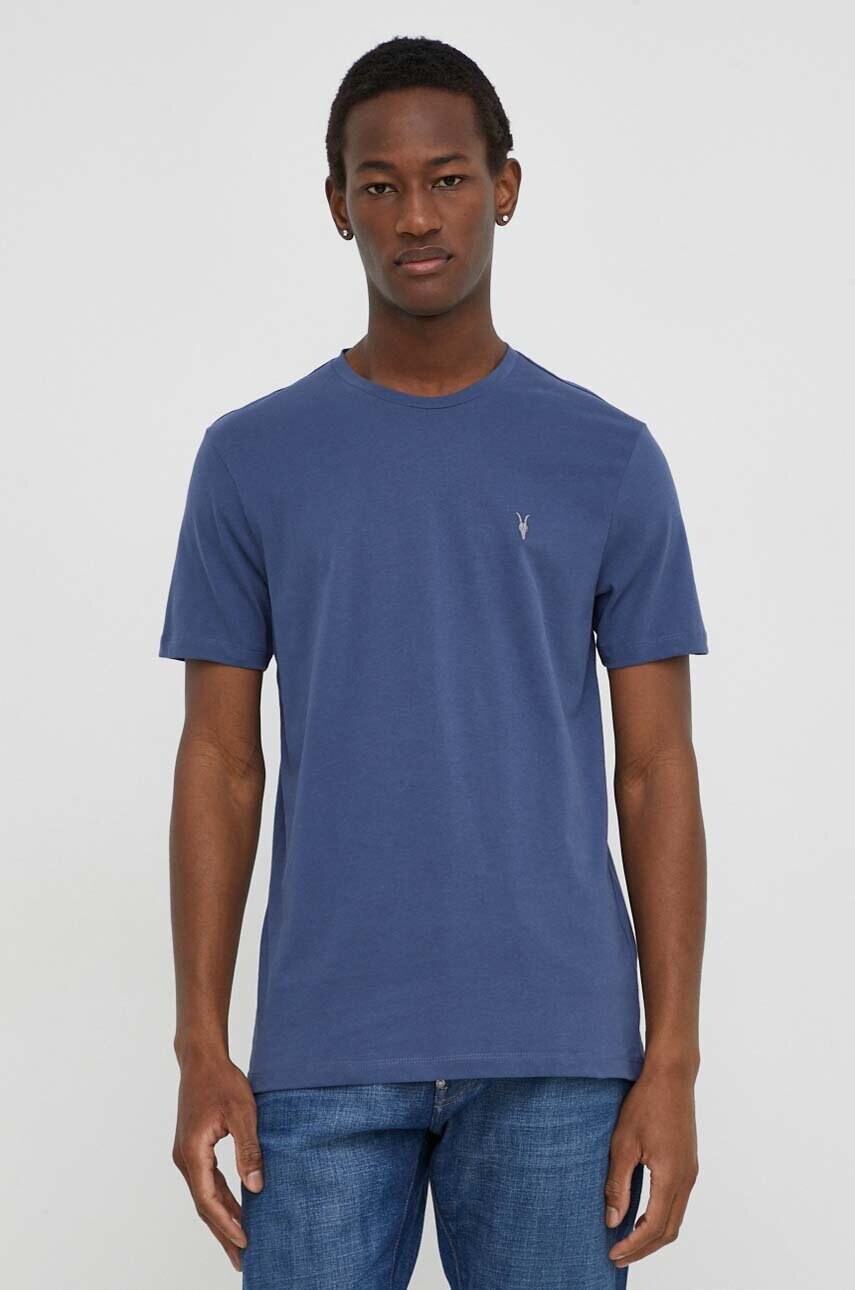 Бавовняна футболка AllSaints 3-pack колір бірюзовий однотонний