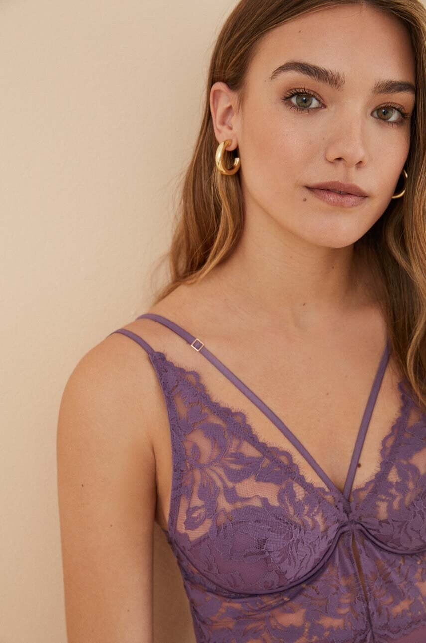 Боді women'secret SENSE 2 колір фіолетовий мереживо однотонний 7916306.7916308