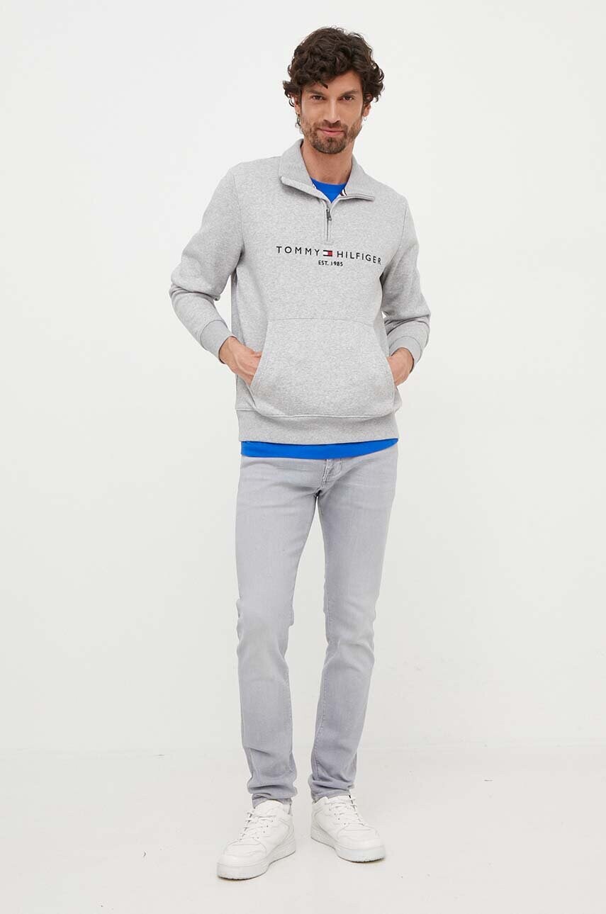 Кофта Tommy Hilfiger чоловіча колір сірий з принтом