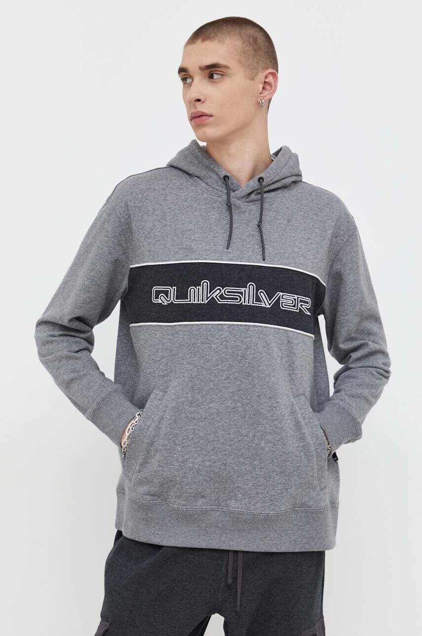 Кофта Quiksilver чоловіча колір сірий з капюшоном візерунок