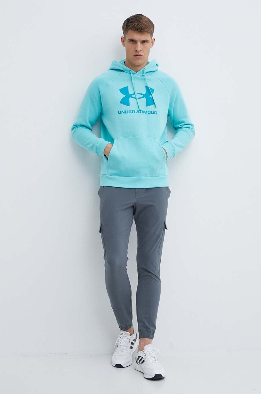 Кофта Under Armour чоловіча колір бірюзовий з капюшоном з принтом
