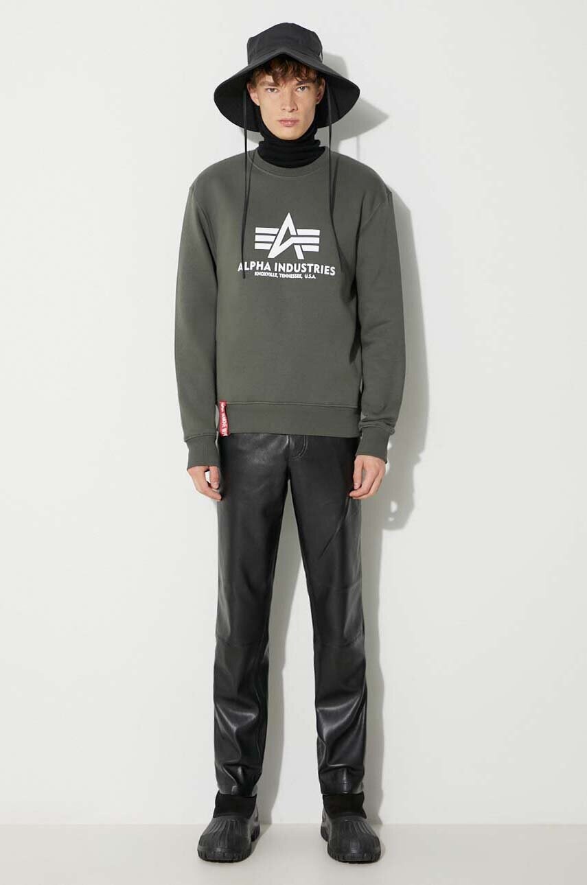 Кофта Alpha Industries чоловіча колір зелений з принтом
