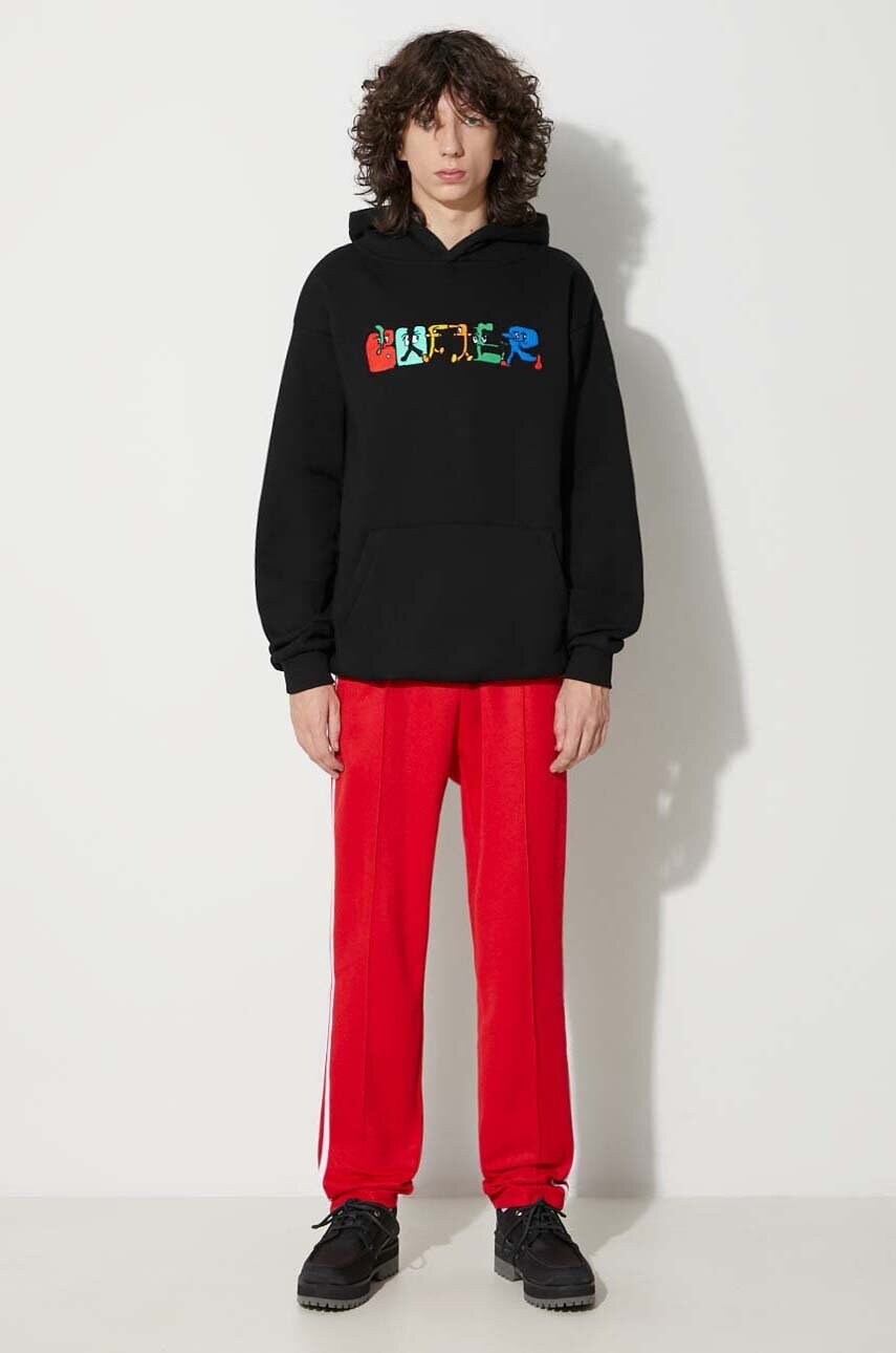 Кофта Butter Goods Zorched Pullover Hood чоловіча колір чорний з капюшоном з аплікацією BGQ3231802