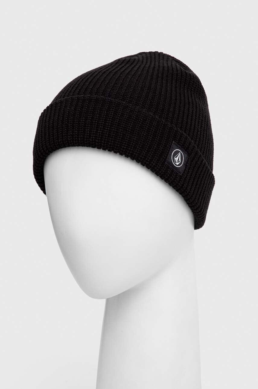 Шапка Volcom колір чорний з товстого трикотажу